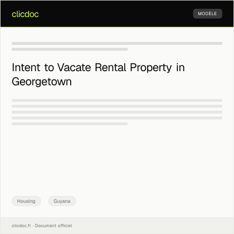 Document preview: Notification of Intent to Vacate Rental Property in Georgetown — Housing, Guyana