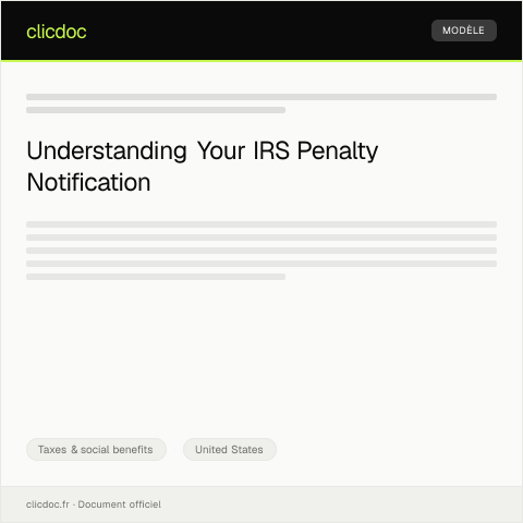 Document preview: Notification of IRS Penalty or Interest — Taxes & social benefits, United States