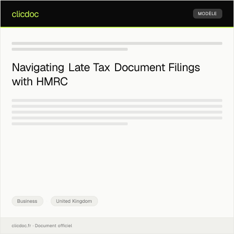 Document preview: Notification of Late Filing of Tax Documents to HMRC — Business, United Kingdom