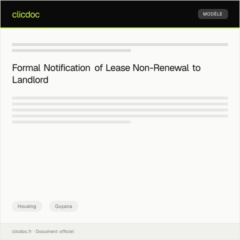 Document preview: Notification of Lease Non-Renewal to Landlord at 45 Queen Street — Housing, Guyana