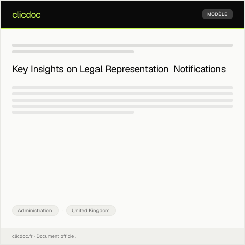 Document preview: Notification of Legal Representation for Court Case — Administration, United Kingdom