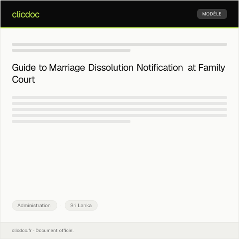 Document preview: Notification of Marriage Dissolution at Family Court — Administration, Sri Lanka