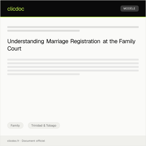 Document preview: Notification of Marriage Registration at the Family Court — Family, Trinidad & Tobago