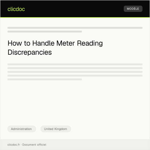 Document preview: Notification of Meter Reading Discrepancy — Administration, United Kingdom