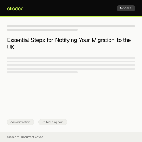 Document preview: Notification of Migration to the UK — Administration, United Kingdom
