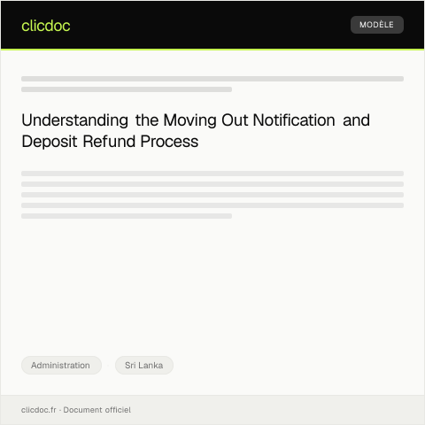 Document preview: Notification of Moving Out and Security Deposit Refund — Administration, Sri Lanka