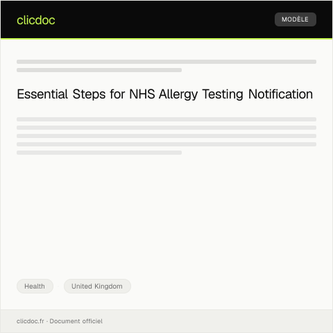 Document preview: Notification of NHS Allergy Testing — Health, United Kingdom