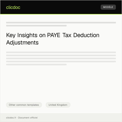 Document preview: Notification of Tax Deduction at Source (PAYE) Adjustment — Other common templates, United Kingdom