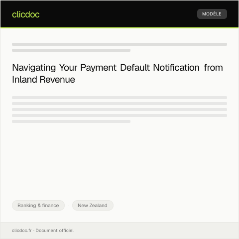 Document preview: Notification of Payment Default / Pūrongo mō te rahua utu — Banking & finance, New Zealand