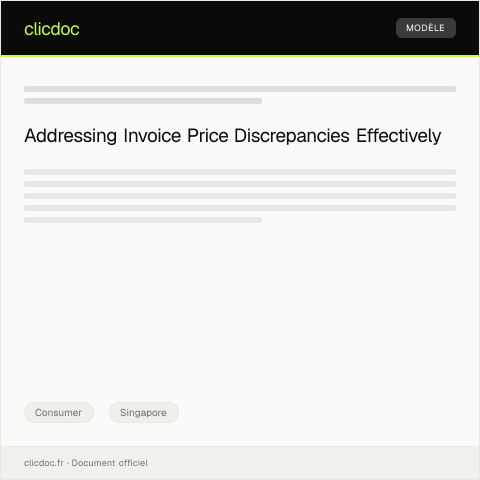 Document preview: Notification of Price Discrepancy in Invoice — Consumer, Singapore