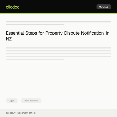 Document preview: Notification of Property Dispute — Legal, New Zealand