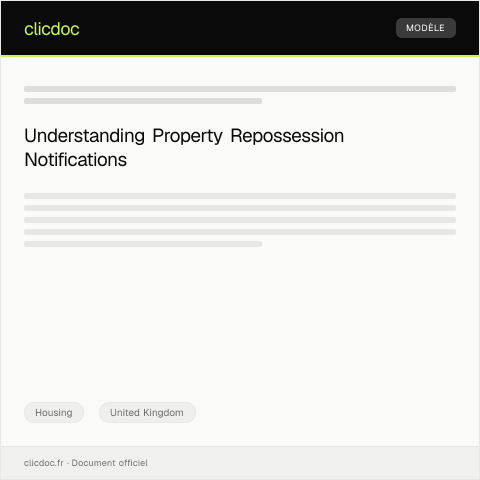 Document preview: Notification of Property Repossession — Housing, United Kingdom