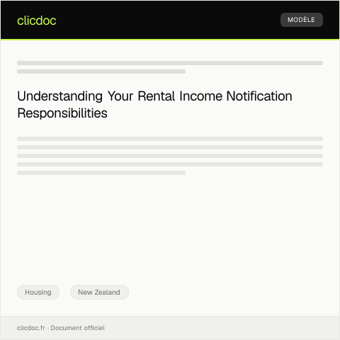 Document preview: Notification of Rental Income / Pānui mō te whiwhi moni rāhui — Housing, New Zealand