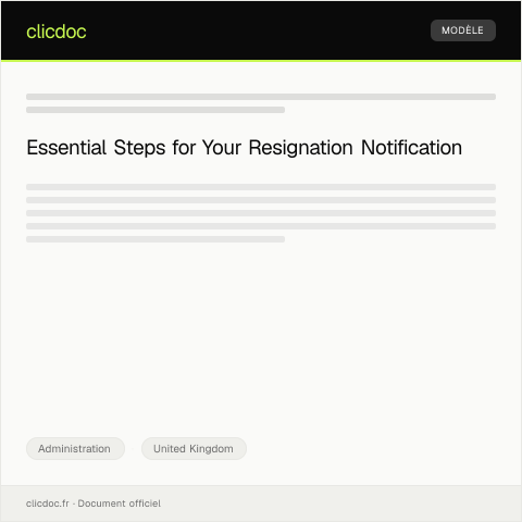Document preview: Notification of Resignation Period from Employer — Administration, United Kingdom
