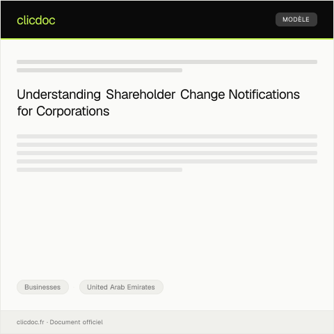 Document preview: Notification of Shareholder Changes for Corporate Entities — Businesses, United Arab Emirates