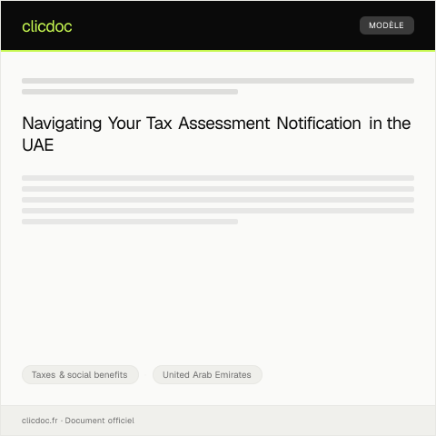 Document preview: Notification of Tax Assessment via Federal Authority — Taxes & social benefits, United Arab Emirates