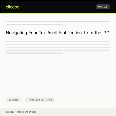 Document preview: Notification of Tax Audit / 稅務審核通知 — Business, Hong Kong SAR China
