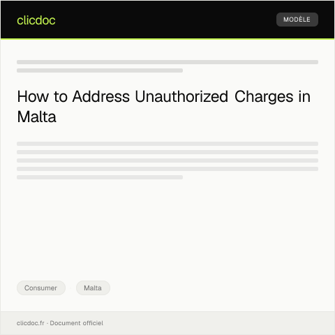 Document preview: Notification of Unauthorized Charges — Consumer, Malta