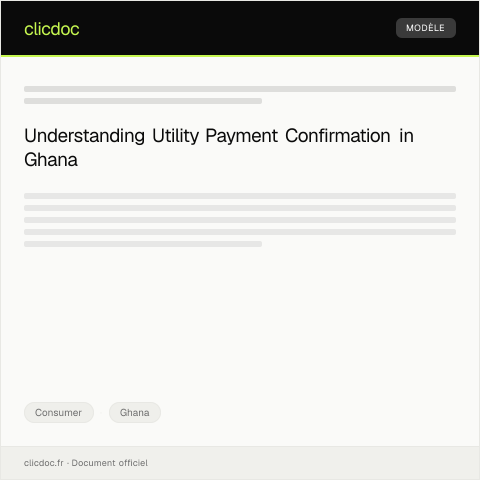 Document preview: Notification of Utility Service Payment Confirmation — Consumer, Ghana