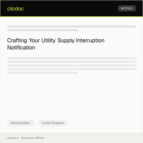 Document preview: Notification of Service Interruption in Utility Supply — Administration, United Kingdom