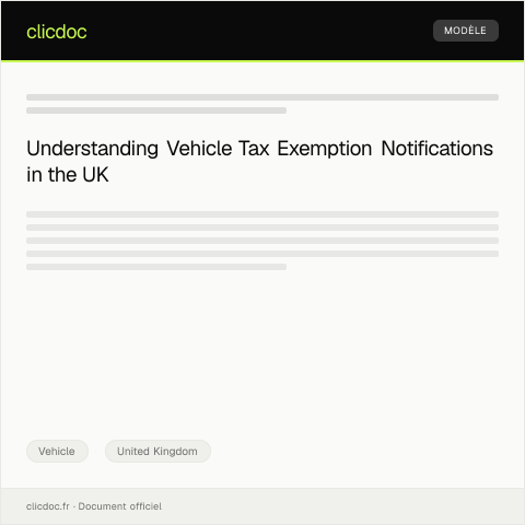 Document preview: Notification of Vehicle Tax Exemption — Vehicle, United Kingdom