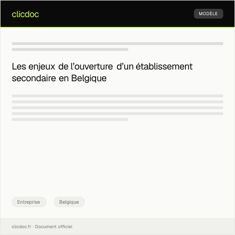 Aperçu du document Notification d’ouverture d’un établissement secondaire — Entreprise, Belgique