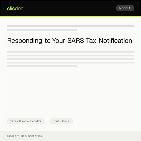 Document preview: Notification of Overpayment or Underpayment of Taxes — Taxes & social benefits, South Africa