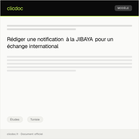 Aperçu du document Notification de participation à un programme d'échange international — Études, Tunisie