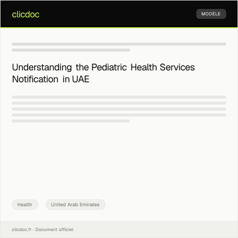Document preview: Notification for Pediatric Health Services — Health, United Arab Emirates