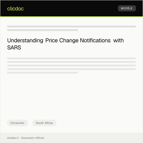 Document preview: Notification of Price Changes for Goods and Services — Consumer, South Africa