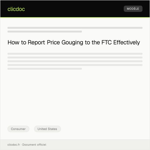 Document preview: Notification of Price Gouging During Emergency — Federal Trade Commission — Consumer, United States