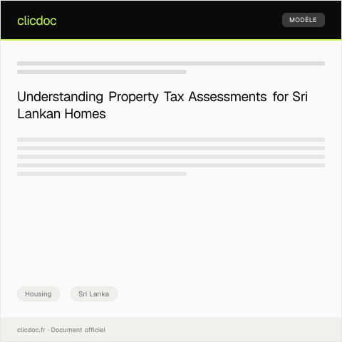 Document preview: Notification of Property Tax Assessment for Residential Property — Housing, Sri Lanka