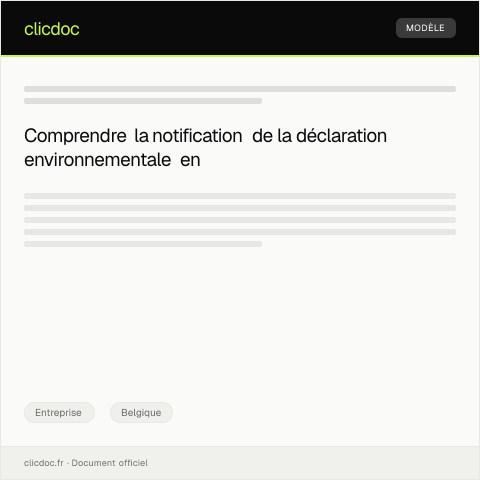 Aperçu du document Notification de réception de la déclaration environnementale — Entreprise, Belgique