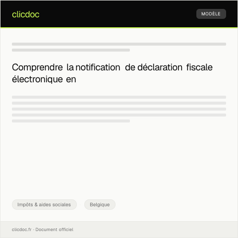 Aperçu du document Notification de réception de déclaration fiscale électronique — Impôts & aides sociales, Belgique