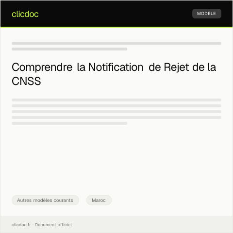 Aperçu du document Notification de rejet de réclamation fiscale — Autres modèles courants, Maroc