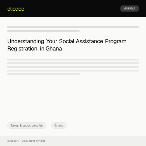 Document preview: Notification of Social Assistance Program Registration Status — Taxes & social benefits, Ghana