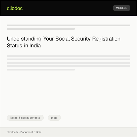 Document preview: Notification of status of social security registration — Taxes & social benefits, India