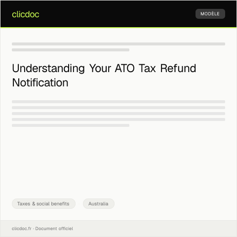 Document preview: Notification of Tax Refund Payment — Taxes & social benefits, Australia