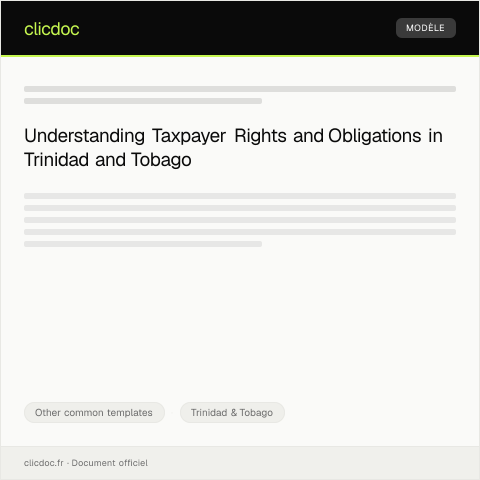 Document preview: Notification of Taxpayer’s Rights and Obligations — Other common templates, Trinidad & Tobago