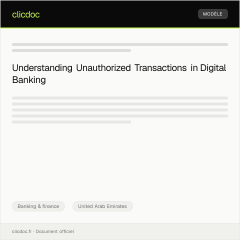 Document preview: Notification of Unauthorized Transactions in Digital Banking / إخطار المعاملات غير المصرح بها في الخدمات المصرفية الرقمية — Banking & finance, United Arab Emirates