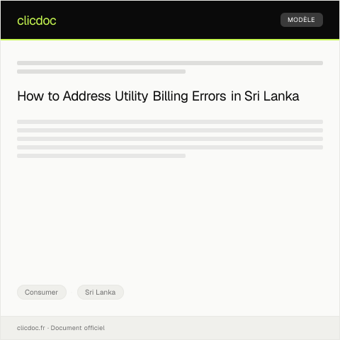 Document preview: Notification of Utility Billing Error — Consumer, Sri Lanka