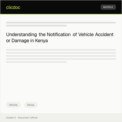 Document preview: Notification of Vehicle Accident or Damage (Form VEHI-ACC016) — Vehicle, Kenya