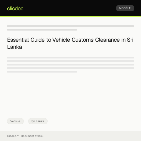 Document preview: Notification of Vehicle Import/Export Customs Clearance — Vehicle, Sri Lanka