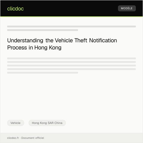 Document preview: Notification of Vehicle Theft (Form VTT37) 車輛失竊通知（表格 VTT37） — Vehicle, Hong Kong SAR China