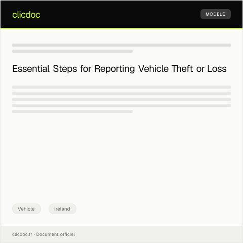 Document preview: Notification of Vehicle Theft or Loss — Vehicle, Ireland