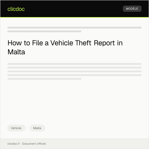 Document preview: Notification of Vehicle Theft Report — Vehicle, Malta