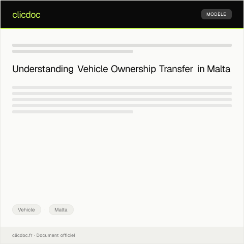 Document preview: Notification of Vehicle Transfer of Ownership — Vehicle, Malta