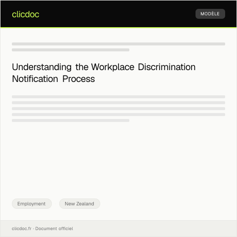 Document preview: Notification of Workplace Discrimination / Pānui mō te rerekētanga i te wāhi mahi — Employment, New Zealand