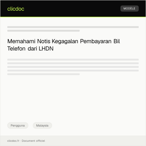Document preview: Notis Kegagalan Pembayaran Bil Telefon — Pengguna, Malaysia