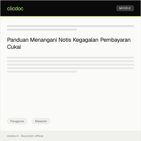 Document preview: Notis Kegagalan Pembayaran Cukai — Pengguna, Malaysia